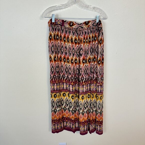 Womens Boho Maxi Full Skirt Multicolored India Orange Brown Western XL Chaundry - Picture 3 of 7